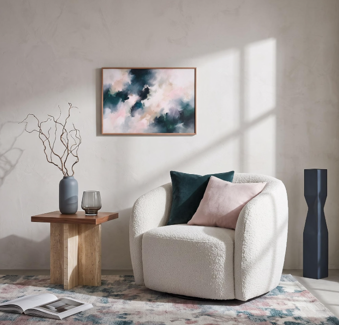 ArtbyHannah Framed Canvas Wall Art, Texture Misty Forest Abstract ...